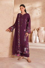 IZNIK-3PC LAWN EMBROIDERED SHIRT WITH KHAADI NET EMBROIDERED DUPATTA AND TROUSER-NC-2633
