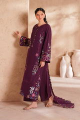 IZNIK-3PC LAWN EMBROIDERED SHIRT WITH KHAADI NET EMBROIDERED DUPATTA AND TROUSER-NC-2633