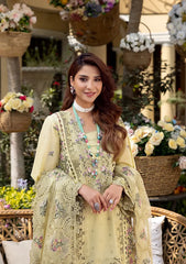 ELAF-3PC LAWN CHIKANKARI EMBROIDERED SHIRT WITH KHAADI NET EMB DUPATTA AND EMB TROUSER-NC-2601