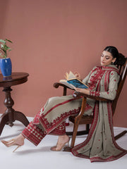 ASIM JOFA-3PC LAWN EMBROIDERED SHIRT WITH LAWN EMBROIDERED DUPATTA AND LAWN TROUSER-NC-2629