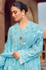 MARIA.B-3PC LAWN EMBROIDERED SHIRT WITH CHIFFON EMBROIDERED DUPATTA AND TROUSER-NC-2652