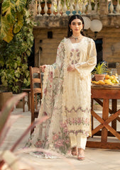 ELAF-3PC LAWN CHIKANKARI EMBROIDERED SHIRT WITH CHIFFON PRINTED DUPATTA AND TROUSER-NC-2671