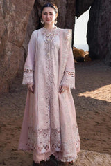 QALAMQAR-3PC LAWN LASERCUTWORK EMBROIDERED SHIRT WITH KHAADI NET EMBROIDERED DUPATTA AND TROUSER-NC-2626