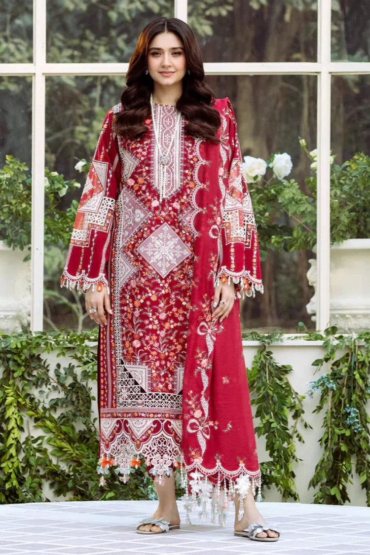 BIN ILYAS-3PC LAWN HEAVY EMBROIDERED SHIRT WITH KHADDI NET EMBROIDERED DUPATTA & LAWN TOUSER-NC-2624
