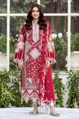 BIN ILYAS-3PC LAWN HEAVY EMBROIDERED SHIRT WITH KHADDI NET EMBROIDERED DUPATTA & LAWN TOUSER-NC-2624
