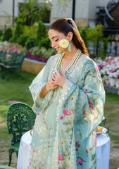 ELAF-3PC LAWN CHIKANKAARI EMBROIDERED SHIRT WITH CHIFFON PRINTED DUPATTA AND TROUSER-NC-2690