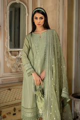 SOBIA NAZIR-3PC LAWN SEQUIN HEAVY EMBROIDERED SHIRT WITH ORGANZA EMBROIDERED DUPATTA & TROUSER-NC-2626
