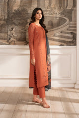 IZNIK-3PC LAWN CHIKAN EMBROIDERED SHIRT WITH CHIFFON PRINTED DUPATTA AND TROUSER -NC-2638