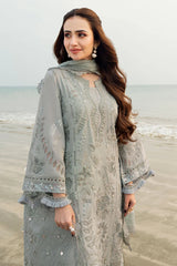 NUREH-3PC LAWN LASER WORK EMBROIDERED SHIRT WITH KHADDI NET EMBROIDERED DUPATTA & TROUSER-NC-2646