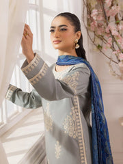 MOHAGNI-3PC LAWN EMBROIDERED SHIRT WITH MONARK PRINTED DUPATTA AND TROUSER-NC-2641