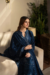SAPPHIRE-3PC LAWN EMBROIDERED SHIRT WITH KHADDI NET EMBROIDERED DUPATTA AND TROUSER-NC-2675