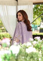 ELAF-3PC LAWN LASERCUTWORK EMBROIDERED SHIRT WITH KHAADI NET EMBROIDERED DUPATTA AND TROUSER-NC-2680