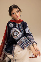 JAZMIN-3PC LAWN EMBROIDERED SHIRT WITH CHIFFON PRINTED DUPATTA AND EMB TROUSER-NC-2640