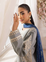 MOHAGNI-3PC LAWN EMBROIDERED SHIRT WITH MONARK PRINTED DUPATTA AND TROUSER-NC-2641
