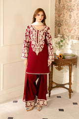 JAZMIN-3PC LAWN EMBROIDERED SHIRT WITH CHIFFON TYE & DYE DUPATTA AND TROUSER -NC-2656