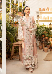ELAF-3PC LAWN CHIKAN EMBROIDERED SHIRT WITH KHADDI NET EMBROIDERED DUPATTA AND TROUSER-NC-2667
