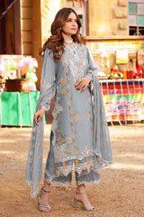 ANEELAS-3PC LAWN EMBROIDERED SHIRT WITH CHIFFON EMBROIDRED DUPATTA & EMB TROUSER-NC-2690