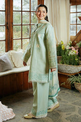 ZARA SHAH JAHAN-3PC LAWN EMBROIDERED SHIRT WITH CHIFFON PRINTED DUPATTA AND EMB TROUSER-NC-2641