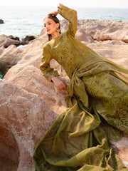 MAHNUR-3PC LAWN LASER WORK EMBROIDERED SHIRT WITH KHAADI NET EMBROIDERED DUPATTA AND TROUSER -NC-2642