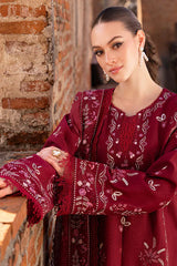 GARNET-3PC LAWN EMBROIDERED SHIRT WITH LAWN EMBROIDERED DUPATTA & TROUSER-NC-2670