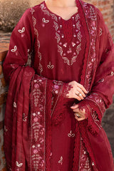 GARNET-3PC LAWN EMBROIDERED SHIRT WITH LAWN EMBROIDERED DUPATTA & TROUSER-NC-2670