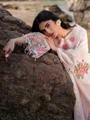 MAHNUR-3PC LAWN LASER WORK EMBROIDERED SHIRT WITH KHAADI NET EMBROIDERED DUPATTA AND TROUSER-NC-2662