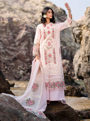 MAHNUR-3PC LAWN LASER WORK EMBROIDERED SHIRT WITH KHAADI NET EMBROIDERED DUPATTA AND TROUSER-NC-2662