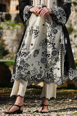 IMAGE-3PC LAWN EMBROIDERED SHIRT WITH KHADDI NET EMBROIDERED DUPATTA AND EMB TROUSER-NC-2646