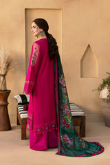 JADE-3PC LAWN CHIKANKARI EMBROIDERED SHIRT WITH CHIFFON PRINTED DUPATTA AND TROUSER -NC-2607