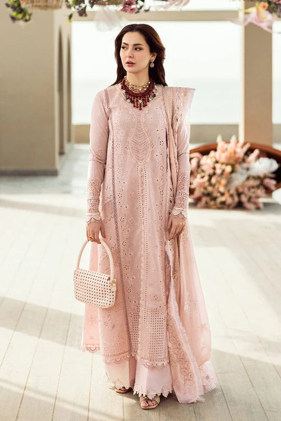 QALAMQAR-3PC LAWN CHIKAANKARI EMBROIDERED SHIRT WITH KHAADI NET EMBROIDERED DUPATTA AND TROUSER -NC-4727