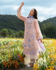MUSHQ-3PC LAWN LASERWORK EMBROIDERED SHIRT WITH CHIFFON PRINTED DUPATTA AND TROUSER-NC-2682
