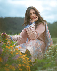 MUSHQ-3PC LAWN LASERWORK EMBROIDERED SHIRT WITH CHIFFON PRINTED DUPATTA AND TROUSER-NC-2682