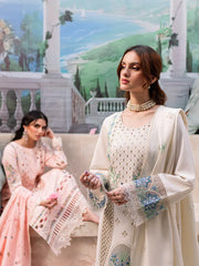 MAHNUR-3PC LAWN LASERCUT EMB SHIRT WITH LAWN LASERCUT EMB DUPATTA & TROUSER-NC-2625
