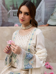 MAHNUR-3PC LAWN LASERCUT EMB SHIRT WITH LAWN LASERCUT EMB DUPATTA & TROUSER-NC-2625