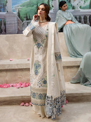 MAHNUR-3PC LAWN LASERCUT EMB SHIRT WITH LAWN LASERCUT EMB DUPATTA & TROUSER-NC-2625
