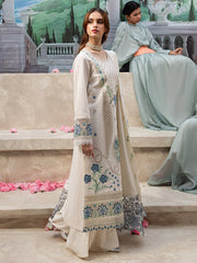 MAHNUR-3PC LAWN LASERCUT EMB SHIRT WITH LAWN LASERCUT EMB DUPATTA & TROUSER-NC-2625