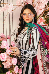 MARIA.B-3PC LAWN EMBROIDERED PRINTED SHIRT WITH CHIFFON PRINT DUPATTA AND PRINT TROUSER-NC-2625