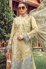 MARIA.B-3PC LAWN EMBROIDERED SHIRT WITH EMBROIDERED ORGANZA DAMAN CHIFFON PRINTED EMB DUPATTA AND EMB TROUSER-NC-2606