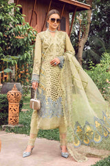 MARIA.B-3PC LAWN EMBROIDERED SHIRT WITH EMBROIDERED ORGANZA DAMAN CHIFFON PRINTED EMB DUPATTA AND EMB TROUSER-NC-2606