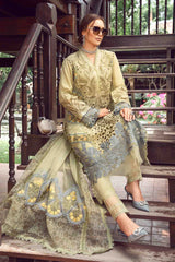 MARIA.B-3PC LAWN EMBROIDERED SHIRT WITH EMBROIDERED ORGANZA DAMAN CHIFFON PRINTED EMB DUPATTA AND EMB TROUSER-NC-2606