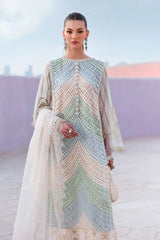 MARIA B-3PC LAWN MULTIPLE SHADES CHIKAN EMBROIDERED SHIRT WITH SELF JACQUARD EMBROIDERED DUPATTA AND EMB TROUSER-NC-2636