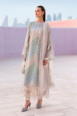 MARIA B-3PC LAWN MULTIPLE SHADES CHIKAN EMBROIDERED SHIRT WITH SELF JACQUARD EMBROIDERED DUPATTA AND EMB TROUSER-NC-2636