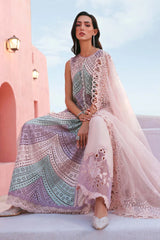 MARIA B-3PC LAWN MULTIPLE SHADES CHIKAN EMBROIDERED SHIRT WITH SELF JACQUARD EMBROIDERED DUPATTA AND EMB TROUSER-NC-2637