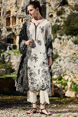 IMAGE-3PC LAWN EMBROIDERED SHIRT WITH KHADDI NET EMBROIDERED DUPATTA AND EMB TROUSER-NC-2646