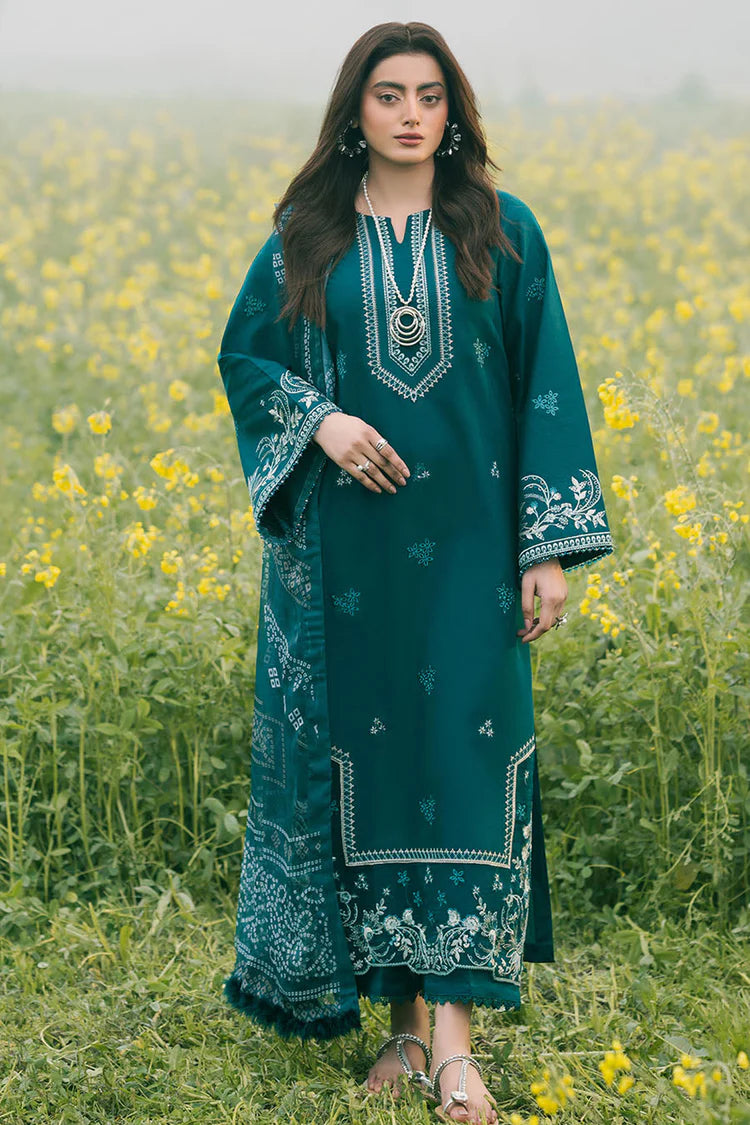 IZEL-3PC LAWN EMBROIDERED SHIRT WITH CHIFFON PRINTED DUPATTA AND TROUSER-NC-2626