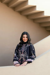 FLORENT-3PC LAWN EMBROIDERED SHIRT WITH KHADDI NET EMBROIDERED DUPATTA & TROUSER-NC-2626