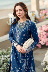 QALAMKAR-3PC LAWN EMBROIDERED SHIRT WITH KHADDI NET EMBROIDERED DUPATTA AND TROUSER-NC-2608