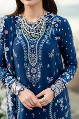 QALAMKAR-3PC LAWN EMBROIDERED SHIRT WITH KHADDI NET EMBROIDERED DUPATTA AND TROUSER-NC-2608