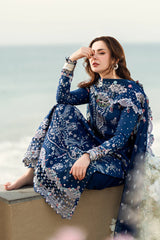 QALAMKAR-3PC LAWN EMBROIDERED SHIRT WITH KHADDI NET EMBROIDERED DUPATTA AND TROUSER-NC-2608