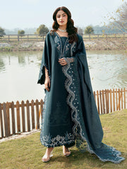IZEL-3PC LAWN EMBROIDERED SHIRT WITH KHAADI NET EMBROIDERED DUPATTA AND TROUSER-NC-2622